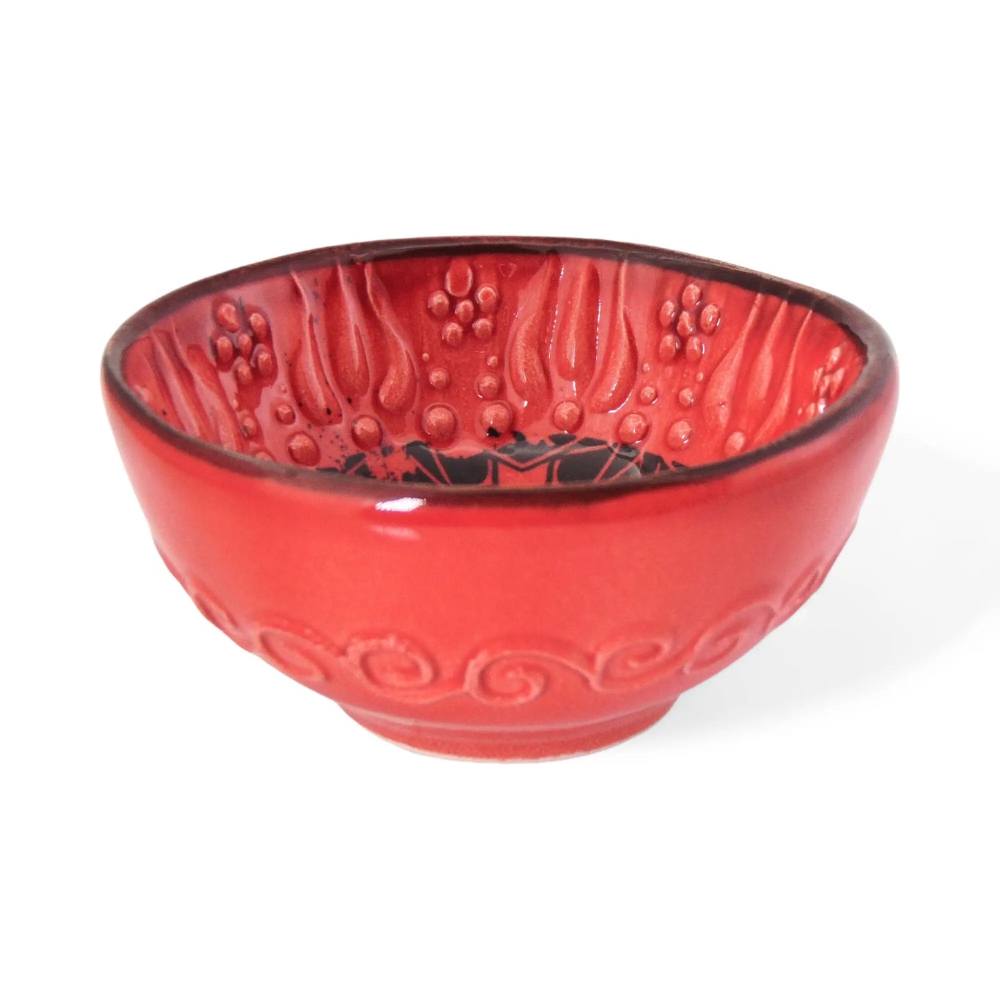 Handmade Ceramic Bowl Multicolour Red 8cm-2