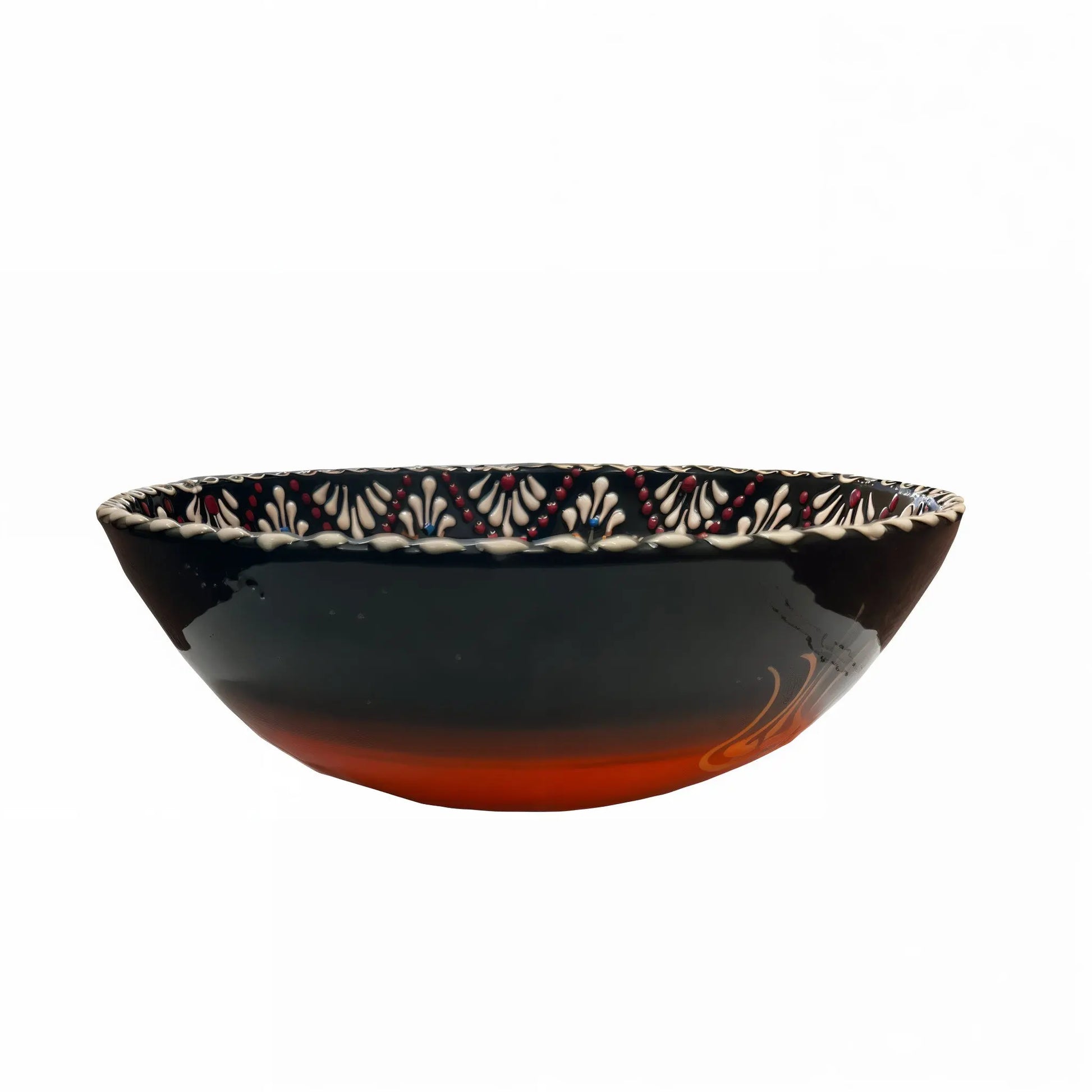 Handmade Ceramic Bowl Tulip Orange to Black 21cm - Memoriex 