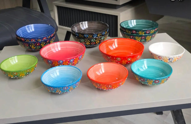 Handmade Ceramic Serving Bowl, 12cm, Turquoise-0