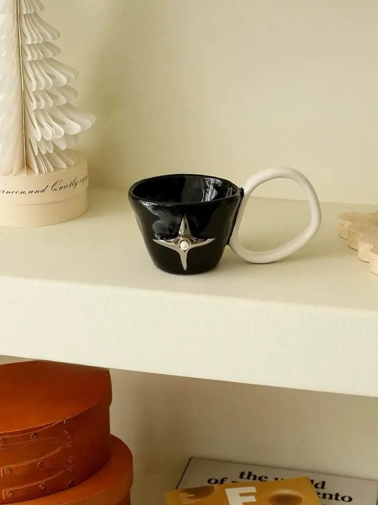 Handmade Ceramic Star Coffee Mug, Eclectic Tea Espresso Cup-3