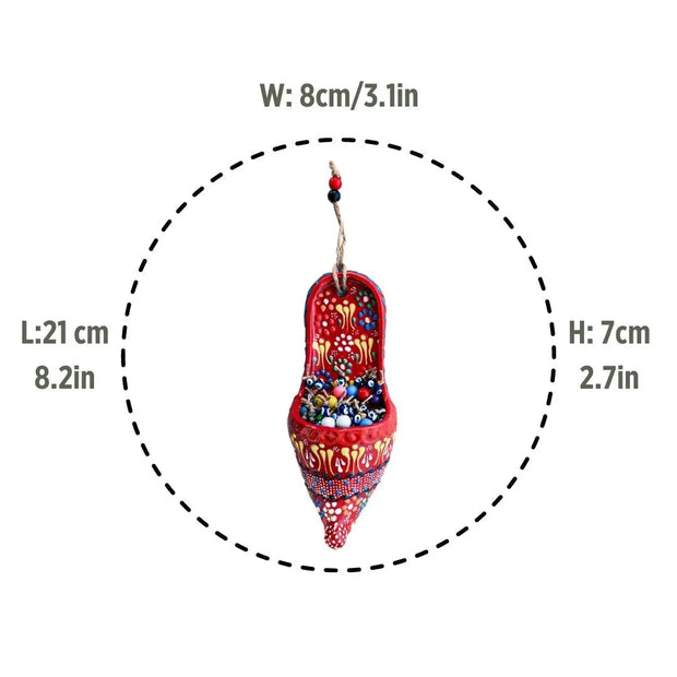 Handmade Ceramic Wall Decoration Slipper Red-2
