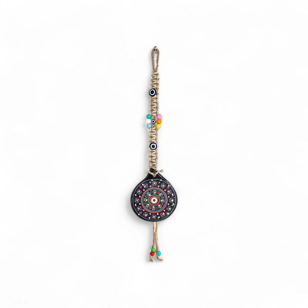 Handmade Ceramic Wall Decoration with Evil Eye, Black-0