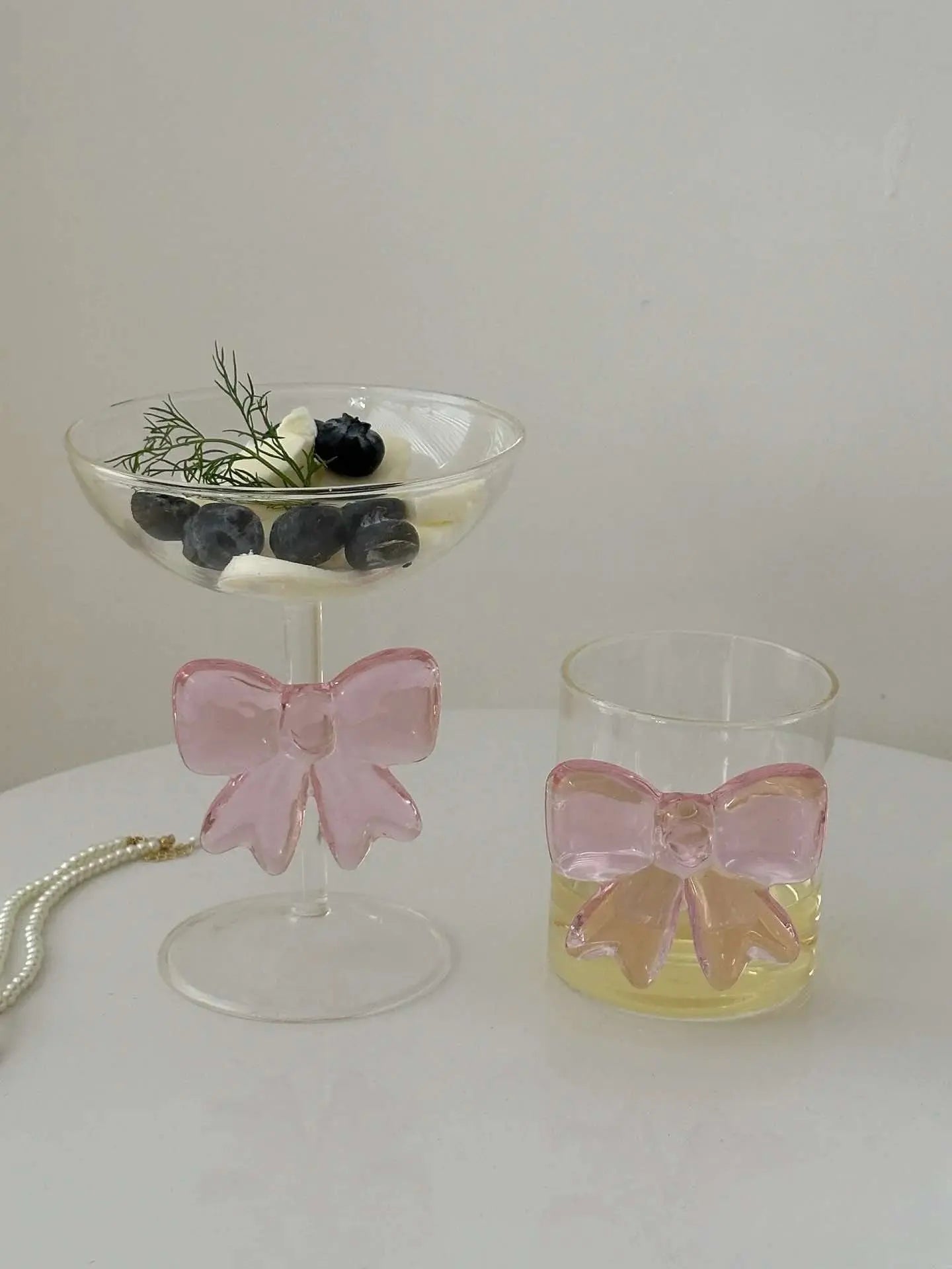 Handmade Cute Whimsical Bowknot Cup Set of 2 Pcs, Tumbler Glass-3