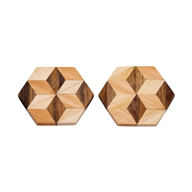 Handmade Hexagon Wooden Coasters (Set of 2 or 4) - Memoriex 