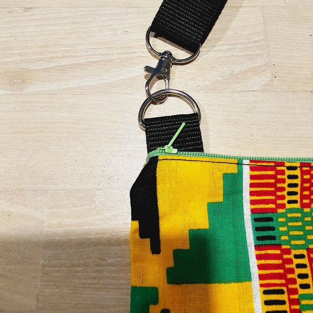Handmade Phone Bag and Keyfob Set  | African Ankara Print Fabric | Vegan Leather Detail | Adjustable Shoulder Strap-2