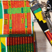 Handmade Phone Bag and Keyfob Set  | African Ankara Print Fabric | Vegan Leather Detail | Adjustable Shoulder Strap-3