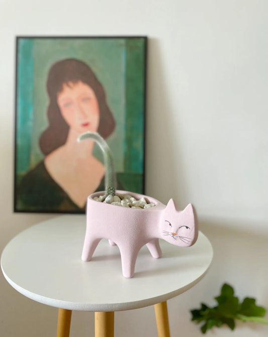 Handmade Pottery Cute Kitty Planters - Unique Planters for Indoor, Outdoor & Front Yard Garden-0