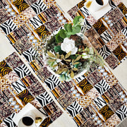 Handmade Table Runner and Set of 4 Placemats | African Print "Mudcloth" Bogolan Inspired Print Made from 100% African Print Fabric-1