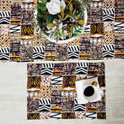 Handmade Table Runner and Set of 4 Placemats | African Print "Mudcloth" Bogolan Inspired Print Made from 100% African Print Fabric-2