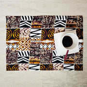 Handmade Table Runner and Set of 4 Placemats | African Print "Mudcloth" Bogolan Inspired Print Made from 100% African Print Fabric-3