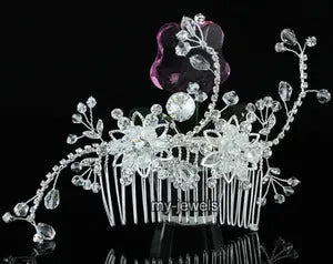 Handmade Wedding Crystal Beads Hair Comb XT1369-0