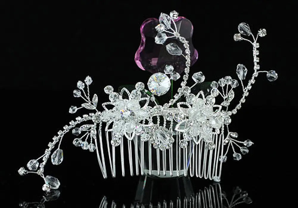 Handmade Wedding Crystal Beads Hair Comb XT1369-1