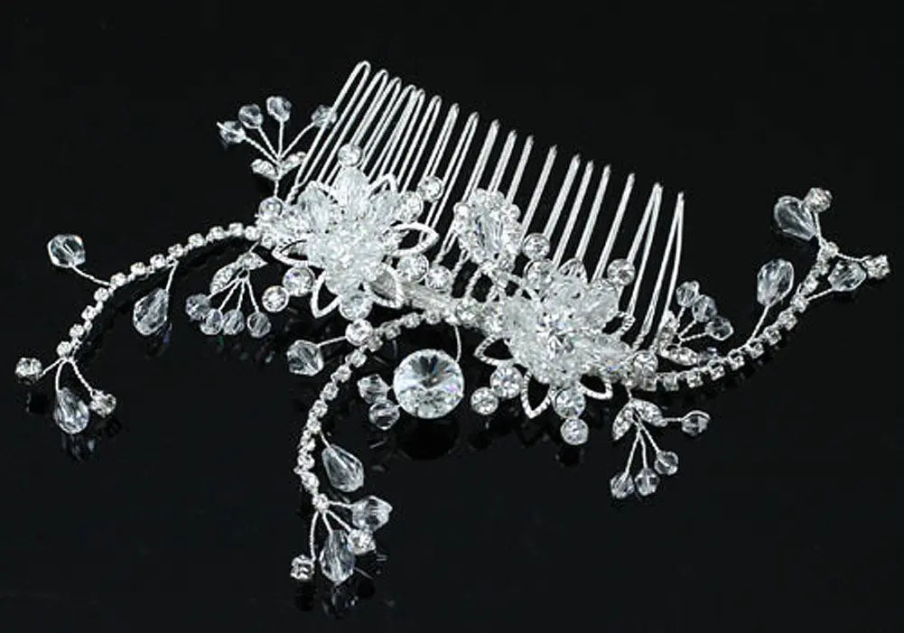 Handmade Wedding Crystal Beads Hair Comb XT1369-2