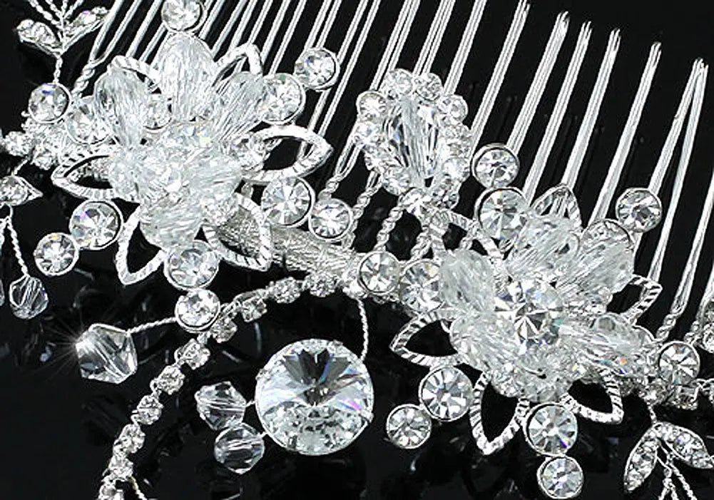 Handmade Wedding Crystal Beads Hair Comb XT1369-3