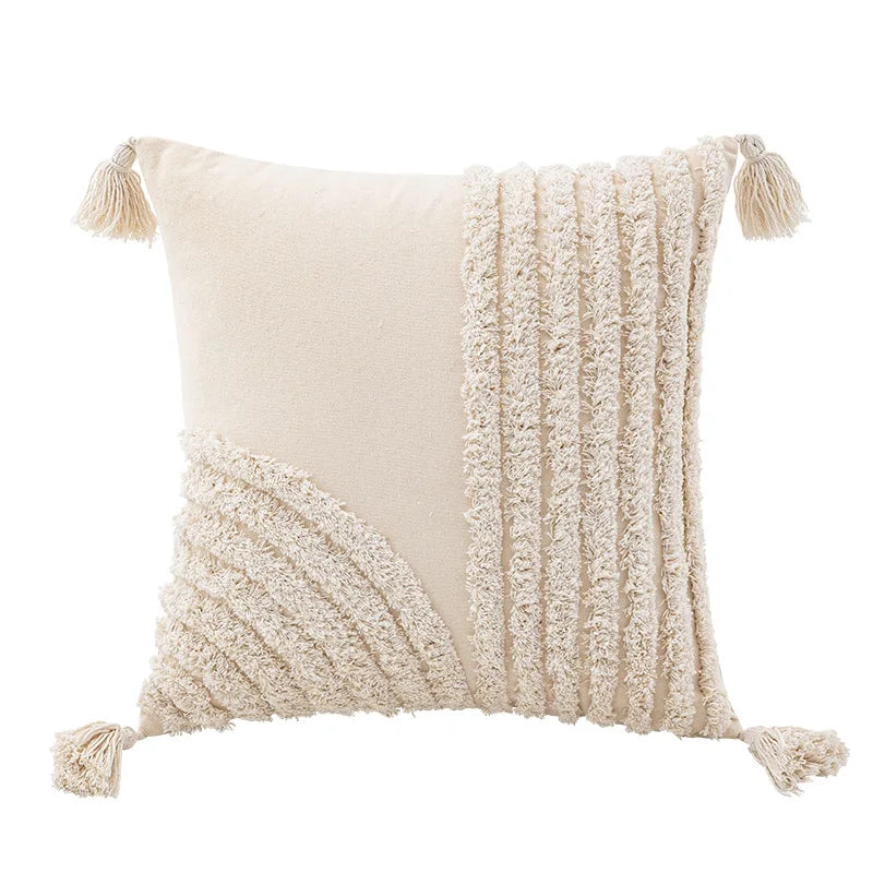 Tasseled Tufted Cushion Cover Natural-3