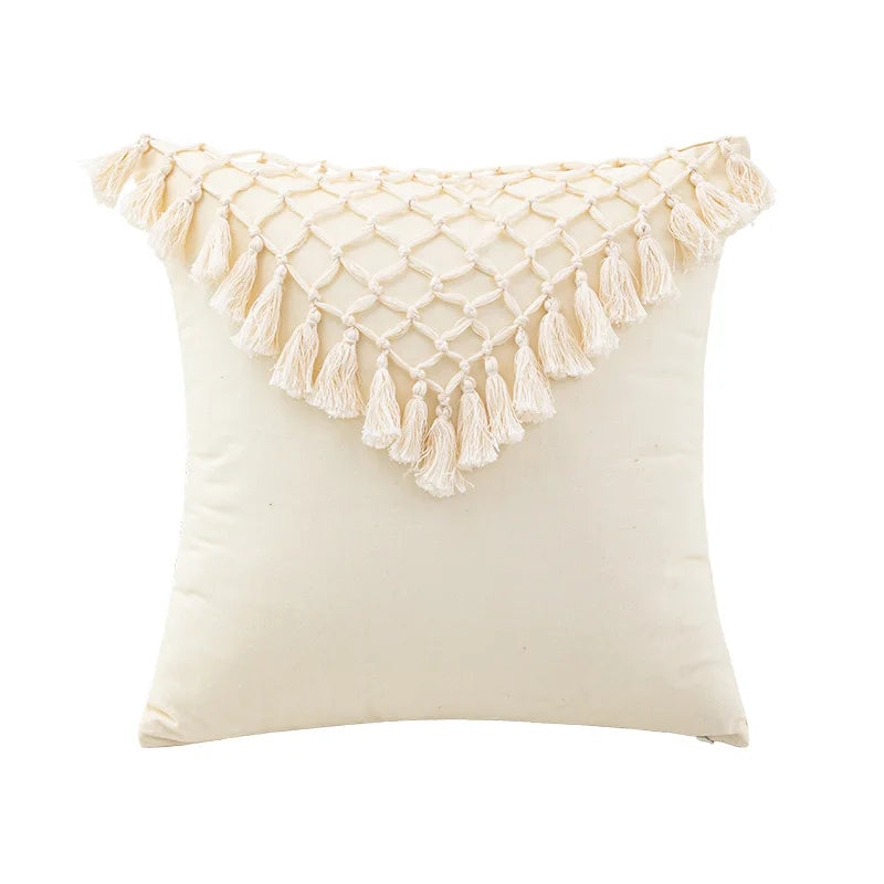 Tasseled Tufted Cushion Cover Natural-4