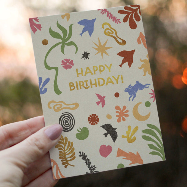 Happy Birthday Matisse Inspired Birthday Card with Kraft (brown) envelope - Memoriex 