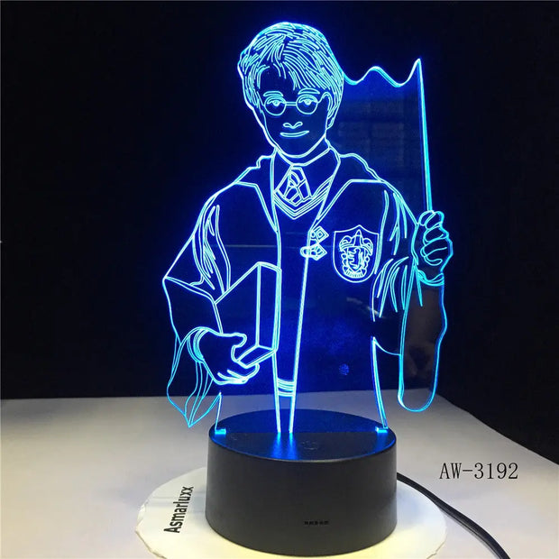 Harry Potter Humanoid 3d Night Light Creative Alarm Clock Cross-Border Led New USB Pendulum Dormitory Bedroom Small Table Lamp - Memoriex 