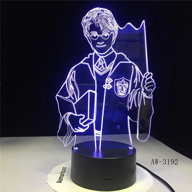 Harry Potter Humanoid 3d Night Light Creative Alarm Clock Cross-Border Led New USB Pendulum Dormitory Bedroom Small Table Lamp - Memoriex 