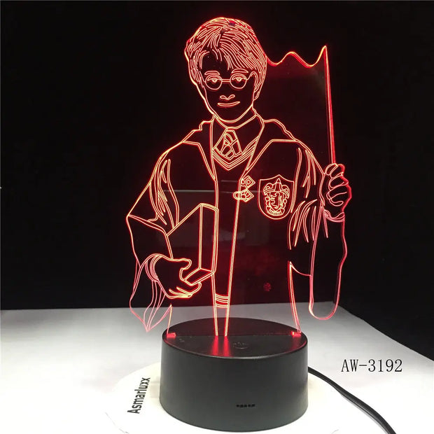 Harry Potter Humanoid 3d Night Light Creative Alarm Clock Cross-Border Led New USB Pendulum Dormitory Bedroom Small Table Lamp - Memoriex 