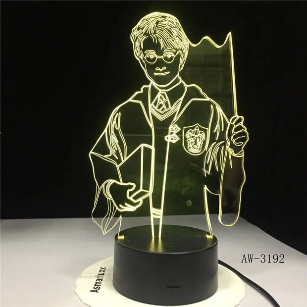 Harry Potter Humanoid 3d Night Light Creative Alarm Clock Cross-Border Led New USB Pendulum Dormitory Bedroom Small Table Lamp - Memoriex 