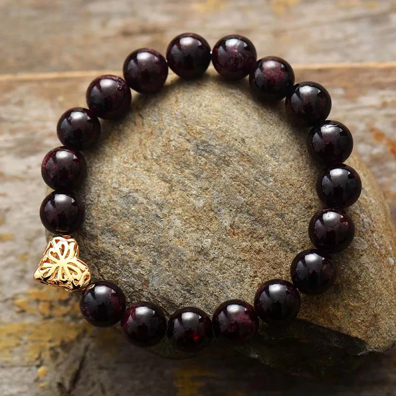 Garnet Heart Charm Premium Bracelet-1