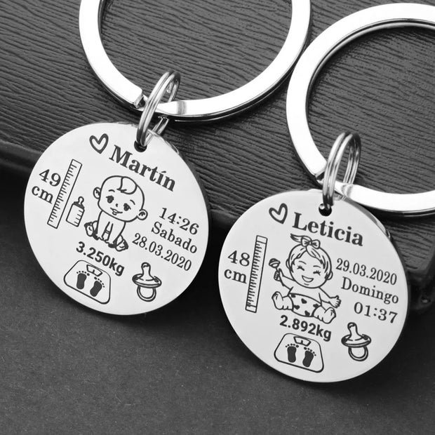 Personalised Baby Birth Keyring | New Parents Gift | Unique Keepsake | Memoriex - Memoriex