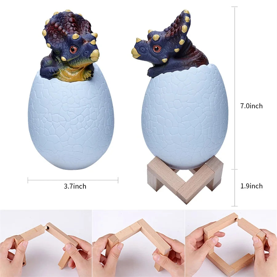 Dinosaur LED Night Light 16 Colors 3D Printed Touch Sensor Triceratops Egg Bedside Lamp Remote Control Toy Rechargeable Light