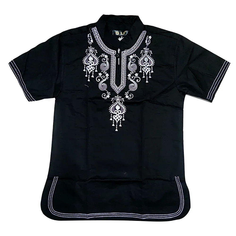 Embroidered African Men's Hippie Vintage Top Haute Tribal Blouse Dashiki Nigerian Native Ankara T-shirt-6