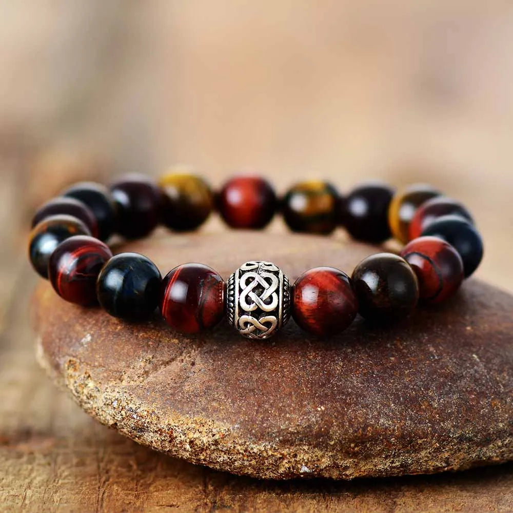 Tiger Eye Tibetan Charm Bracelet-0