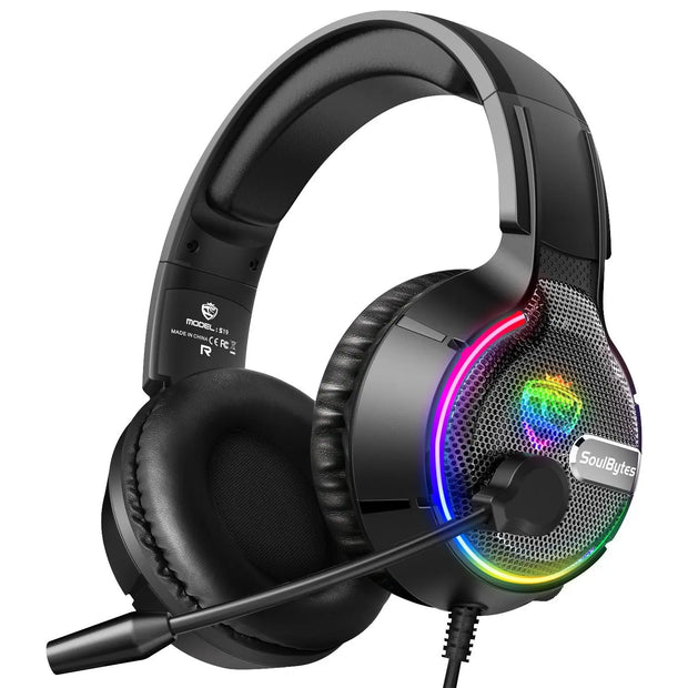 Head mounted gaming headset Soulbytes S19 wired RGB computer headset anchor gaming headset - Memoriex 