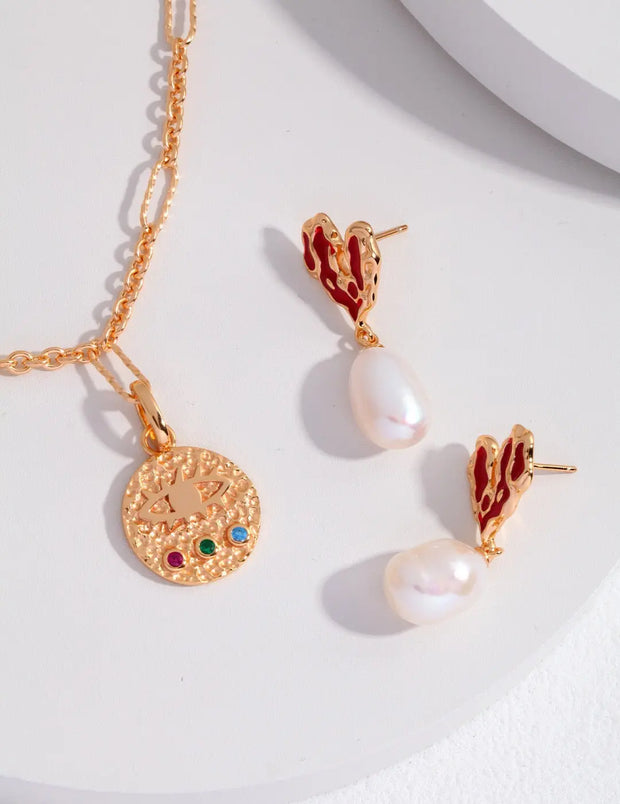 Heart Love Pearl Earrings-2