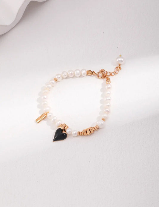 Heart Pendant Pearl Bracelet - Memoriex