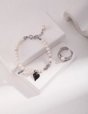 Heart Pendant Pearl Bracelet - Memoriex