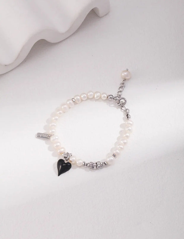 Heart Pendant Pearl Bracelet - Memoriex