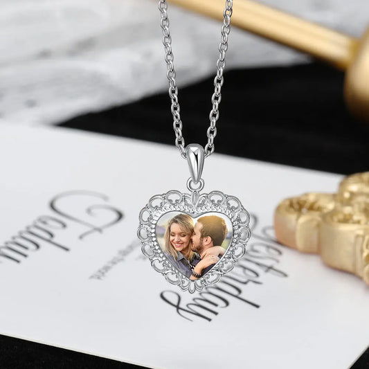 Heart Shape Photo Pendant Necklace-0