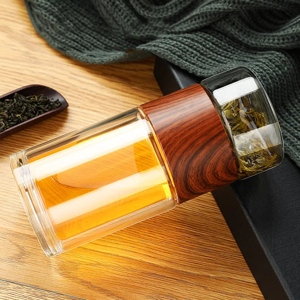 230ml Double-Wall Borosilicate Glass Tea Mug with Infuser