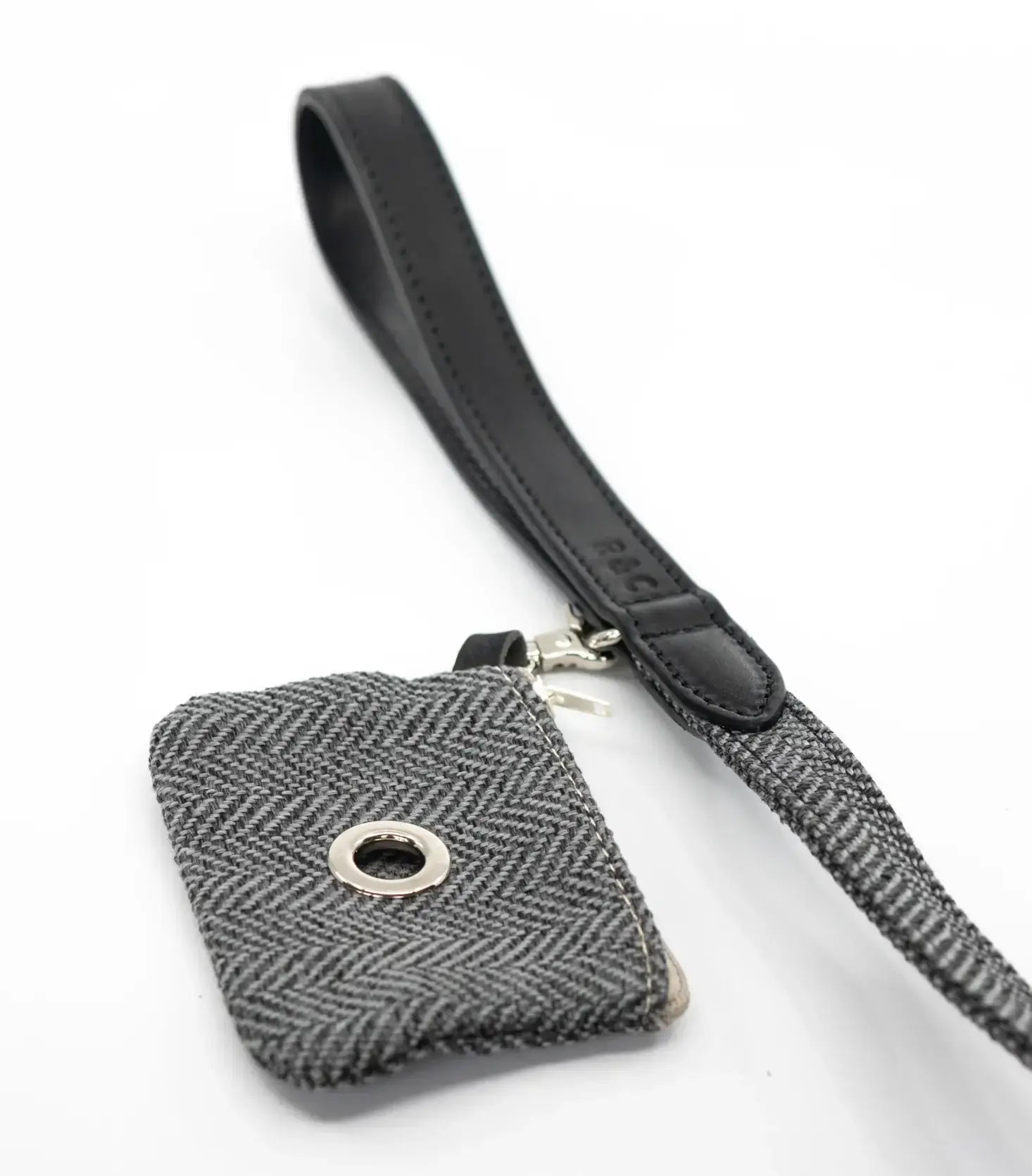 “Herringbone” Dog Poo Bag Holder (Grey) – by Ralph & Co - Memoriex