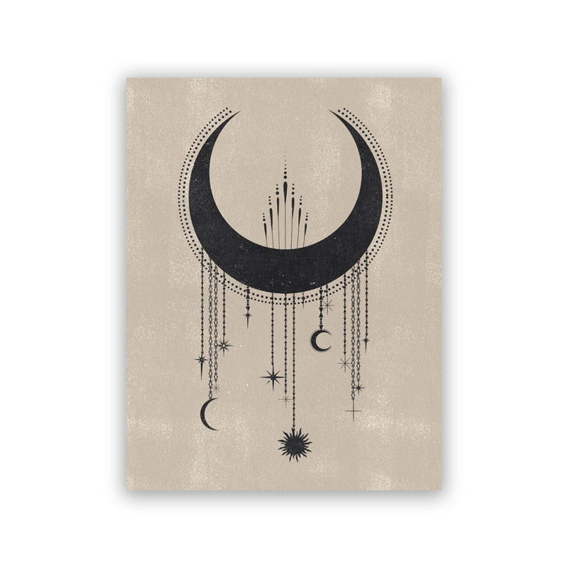 Poster Mond Sterne Gold Schwarz als Deko Print Ohne Rahmen-5