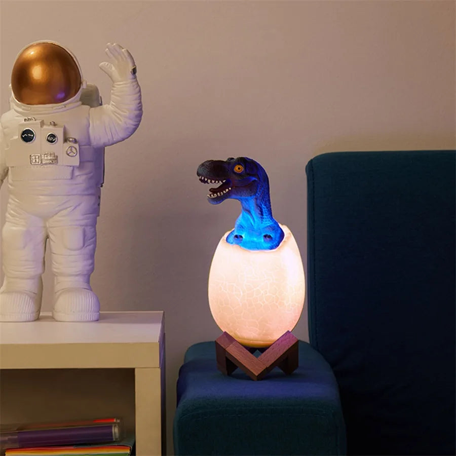 3D Printed Touch Sensor LED Night Light 16 Colors Dinosaur Egg Bedside Lamp Remote Control 4 Modes Toy Rechargeable Table Lamp