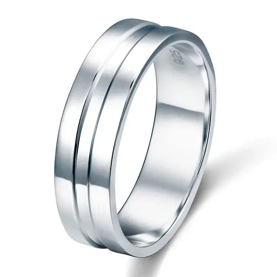 High Polished Plain Men's Solid Sterling 925 Silver Wedding Band Ring XFR8058-0