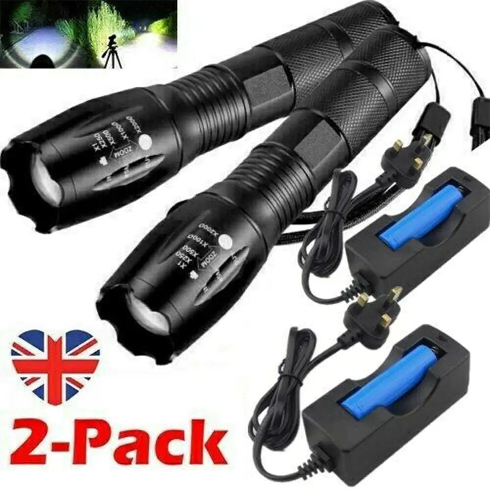 High Power Torch Adjustable Focus LED Flashlight 5 Modes-0