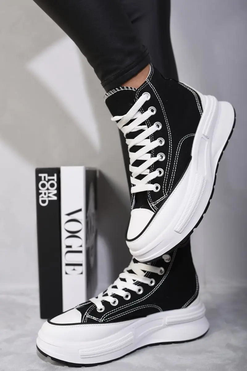 High Top Platform Lace Up Chunky Trainers-0