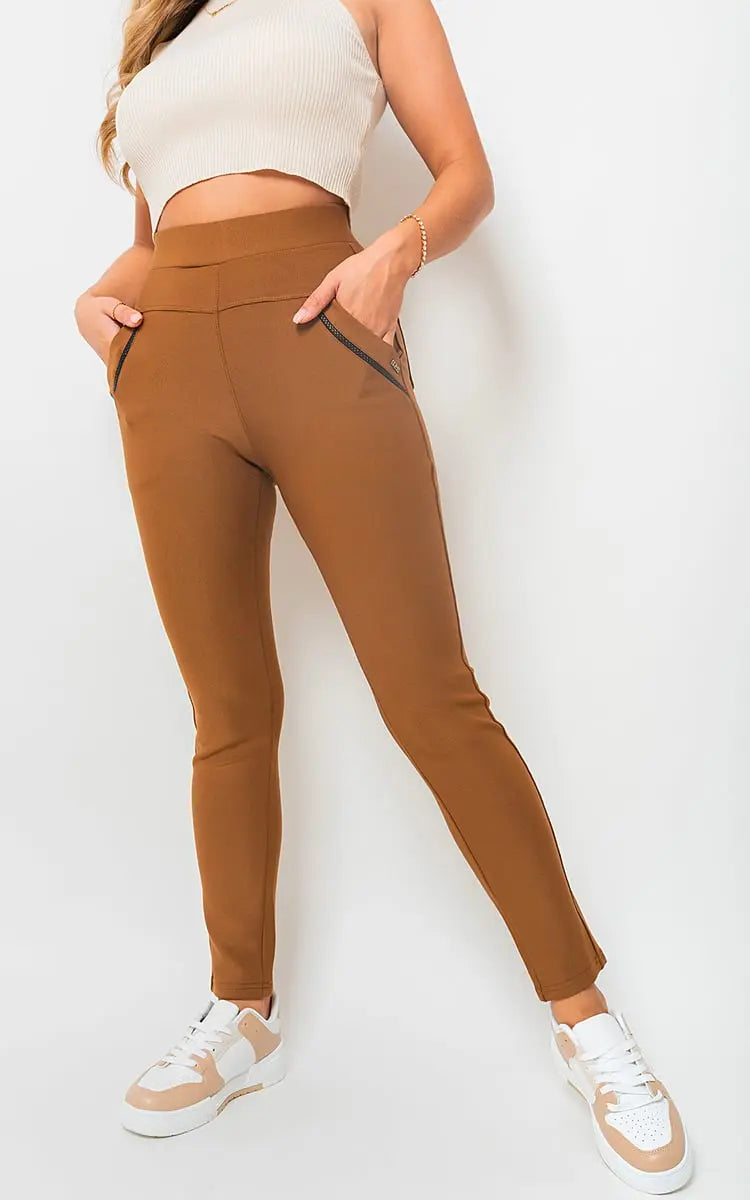 High Waist Double Band Pocket Leggings-3