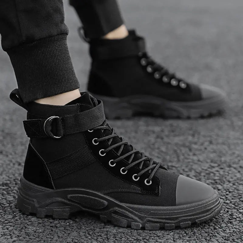 High top Martin boots for teenagers, fashionable and trendy casual board shoes, round toe lace up shoes for men - Memoriex 