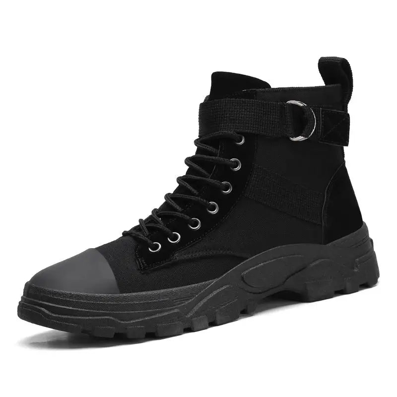 High top Martin boots for teenagers, fashionable and trendy casual board shoes, round toe lace up shoes for men - Memoriex 