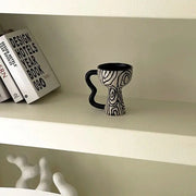 High-value French coffee cup retro ceramic mug creative handle ring tall water cup latte flower cup - Memoriex 