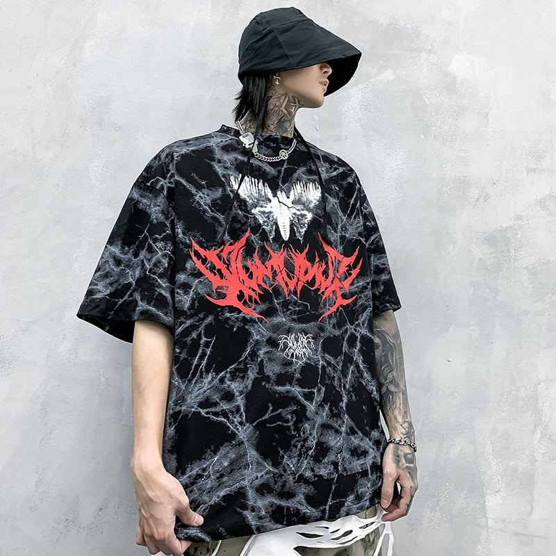 Hip Hop T Shirt Men Streetwear Oversize Dark Style Tshirt Short Sleeve Cotton Loose T-Shirt Summer Clothes Street Wear New-4