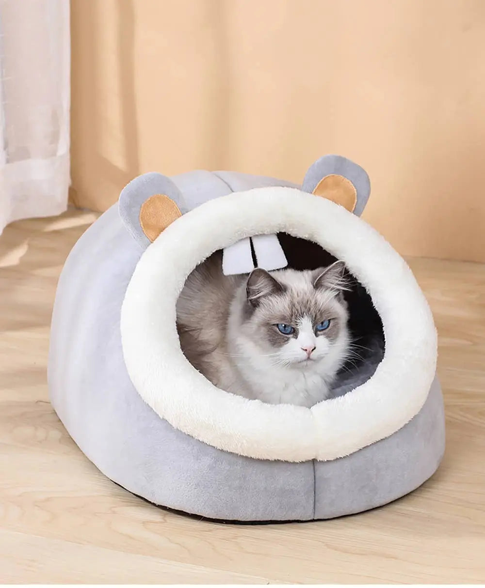 Hippo Fluffy Cat Bed-0