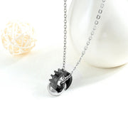 His Queen Her King Titanium Couples Valentine's Day Gift Necklace With Diamond Crown Pendant Tanabata Necklace - Memoriex 